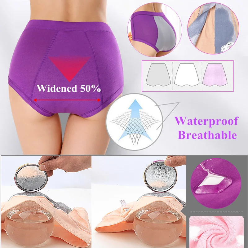 3 Pieces/Set Women Menstrual Panties High Waist Female Period Underwear Big Size Lengthen Physiological Leakproof Ladies Briefs