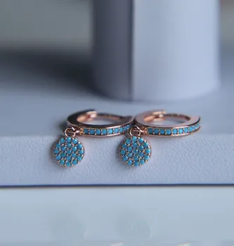 

gold rose gold silver color micro pave cz evil eye dots circle clip on earrings Turquoises CZ earring for girl women