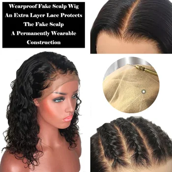 

13x6 Deep Part Water Wave Short Bob Wig Lace Front Human Hair Wigs For Black Women Brazilian Remy Fake Scalp Wigs Pre Plucked