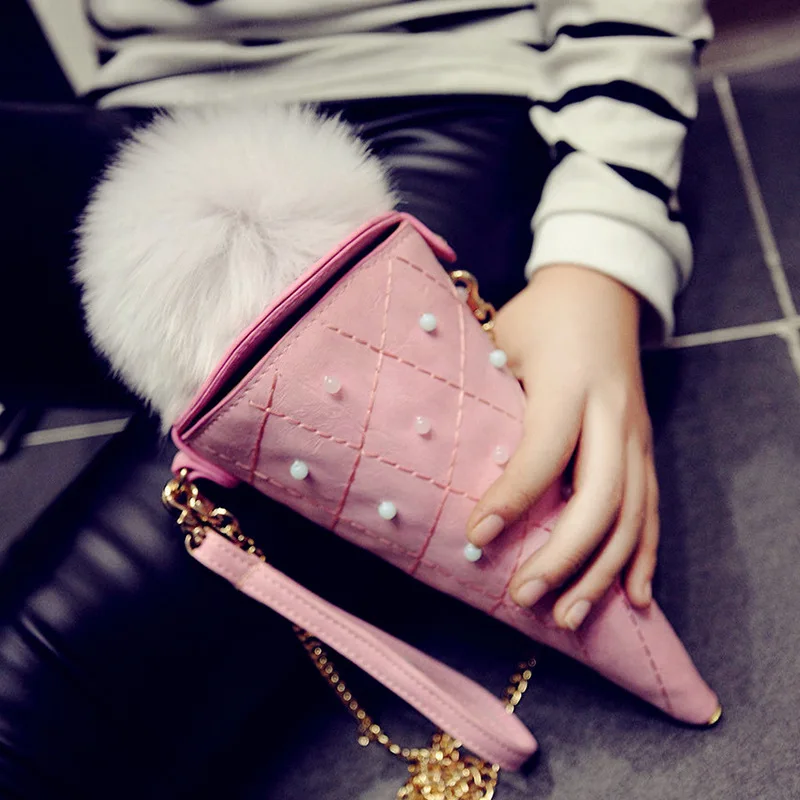 

New PU Leather Mini Icecream Chain Bag Packet Women Messenger Bags Cute Women Shoulder Bag Women Handbag Cheap