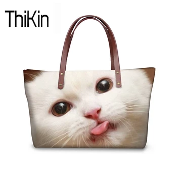 

THIKIN 3D Kawaii Cat Handbags Cute Animal Shoulder Bags for Women Ladies Hand Bags High Quality Shopping Bag Beach Tote Bag Hot