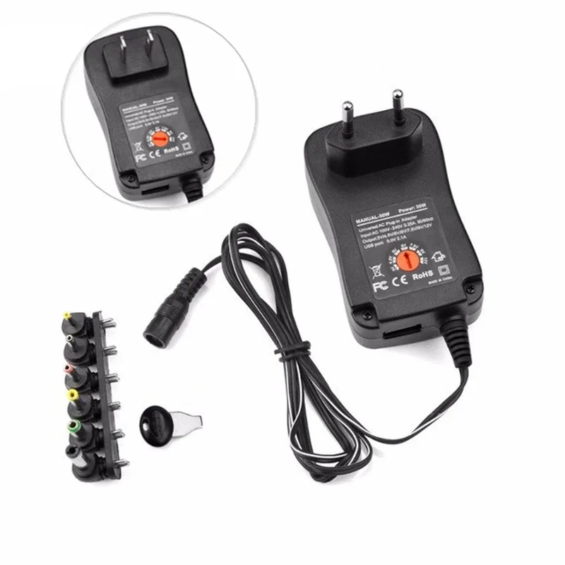 CLAITE DC3V 4,5 V 5V 6V 7,5 V 9V 12V 2.1A Регулируемое напряжение 30W адаптер питания освещение для трансформаторов лампы светодиодные ленты