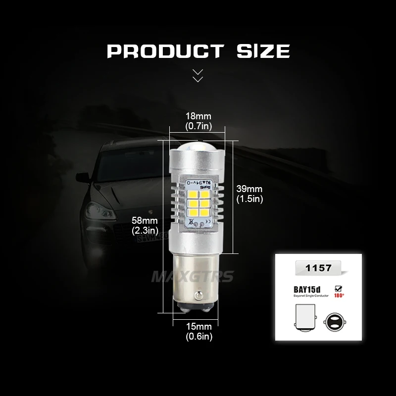 2x MAXGTRS высокое Мощность S25 1157 P21/5 Вт BAY15D авто светодиодный светильник тормоз задних фонарей, фонарей указателей повтора сигнала светильник единый галогеновая лампа теплый белый