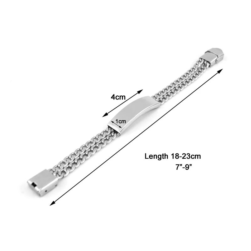 Мужские 10 мм Пустые для вашего персонализированного печати трубки двойной линии кубинского кабеля браслет серебряный цвет браслет из нержавеющей стали