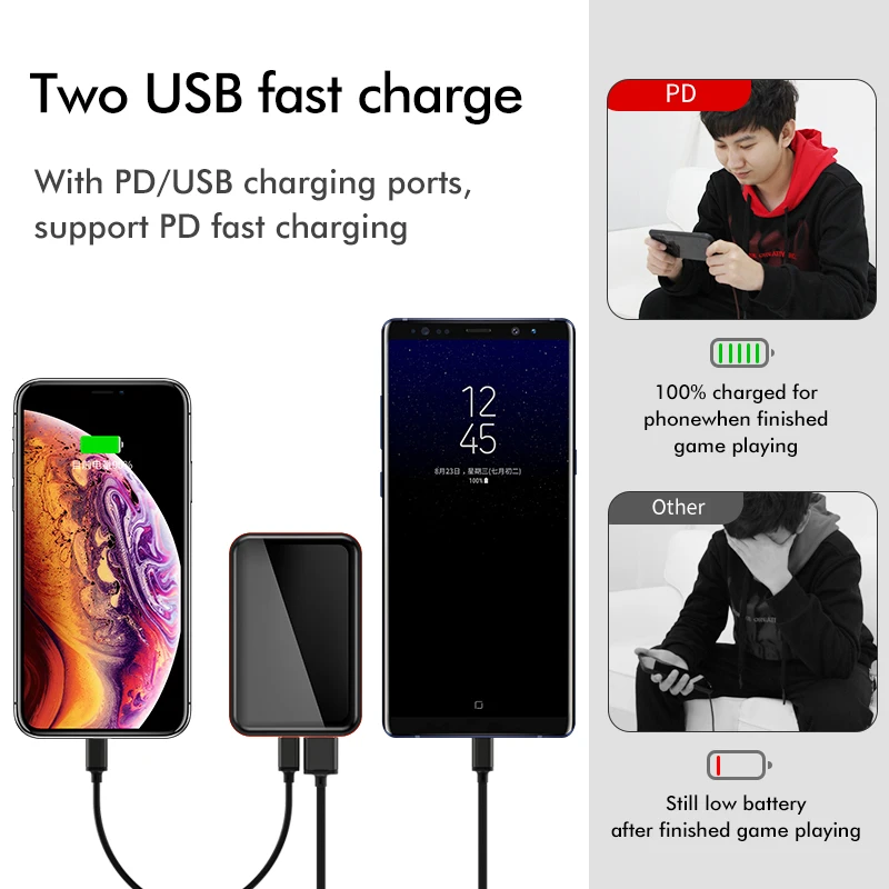 LINGCHEN 10000mA mi ni power Bank PD 3,0 быстрое зарядное устройство для iPhone Xiaomi mi 9 huawei портативное Внешнее зарядное устройство