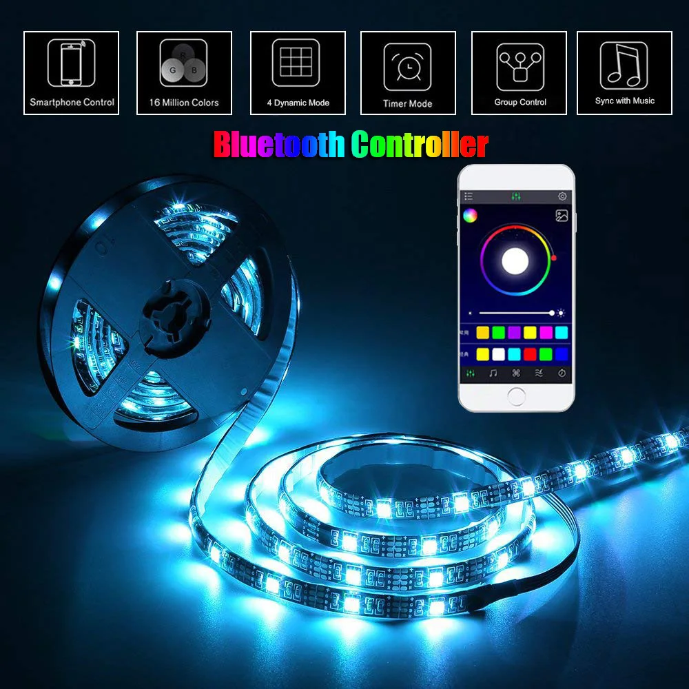 USB лампа для шкафа RGB светодиодная лента ламповая подсветка ТВ ПОДСВЕТКА ПК Музыка/RF/Bluetooth контроллер DC5V SMD 5050 Светодиодная лампа лампада USB лампа для шкафа RGB светодиодная лента ламповая подсветка ТВ ПОДСВЕТКА ПК Музыка/RF/Bluetooth контроллер DC5V SMD 5050 Светодиодная лампа лампада