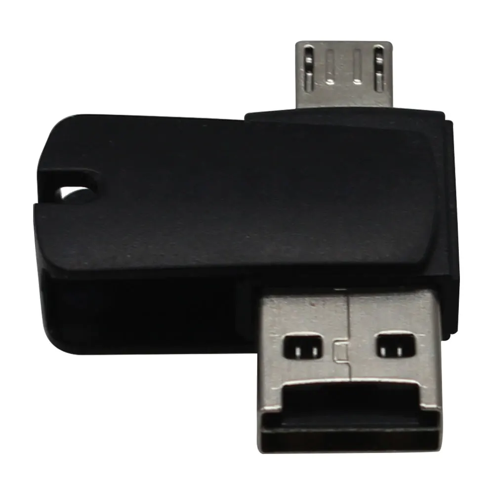 2 в 1 USB 2,0 и TF/Micro Женский к Micro USB Мужской OTG кардридер адаптер Черный