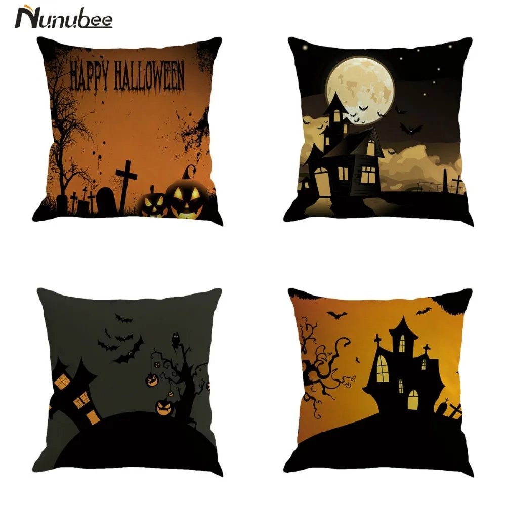 Декоративные Бросьте наволочку Хэллоуин Тыква Демон хлопок лен cushioncover для диван