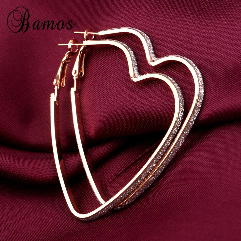 

Bamos Gold/Silver Color Heart Hoop Earrings For Women Trendy Big Circle Statement Earrings Fashion Jewelry Accessories Best Gift