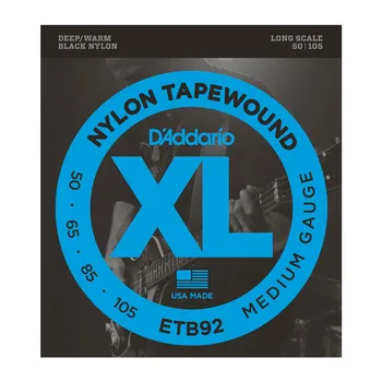 

D'addario Black Nylon Tapewound Bass Strings, Medium, 50-105, Long Scale, ETB92
