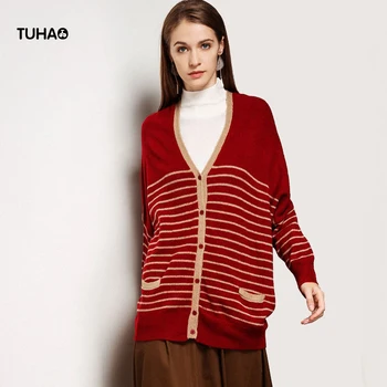 

TUHAO Autumn Fashion Cardigans Women Long Sleeve Loose Batwing Poncho Sweater Elegant Women Knitted Outerwear Female LM02