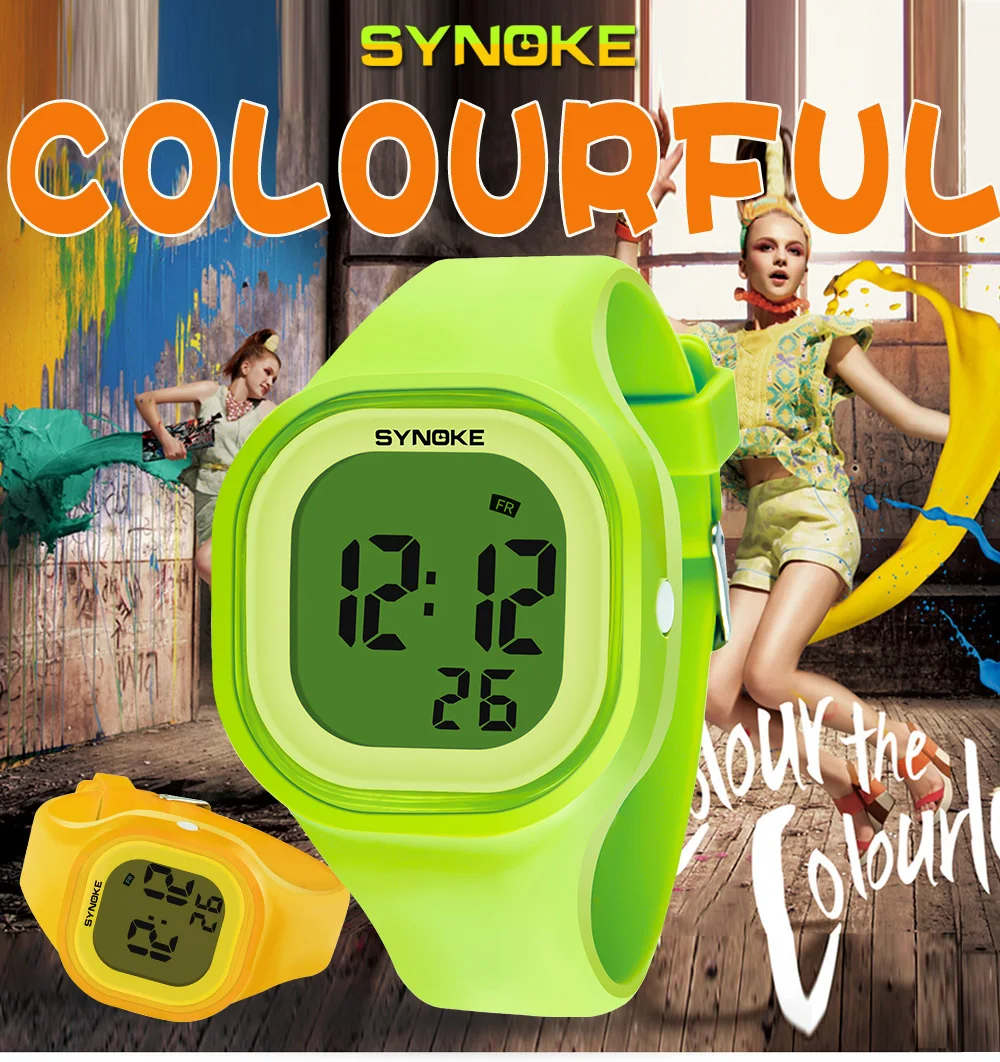SYNOKE, мужские цифровые наручные часы, спортивный светодиодный Будильник, 50 м, водонепроницаемые, таймер, Женские электронные часы, Relogio Masculino