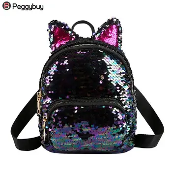 

Portable Women Sequins Bling Backpack Girls Mini School Bags for Teenage Girls Backpack Women Small Travel Bag Mochila