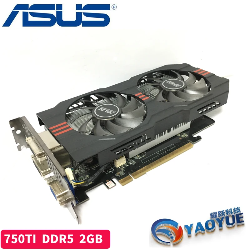 Asus GTX-750TI-OC-2GB GTX750TI GTX 750TI 2G D5 DDR5 128 бит настольных ПК Графика карты PCI Express 3,0 компьютеров видеокарта HDMI