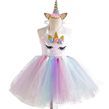 

Shine Clothing Kids Party Dresses for 2 To 11 Year Olds White Sequin Tulle Girls Costume Unicorn Tutu Dress