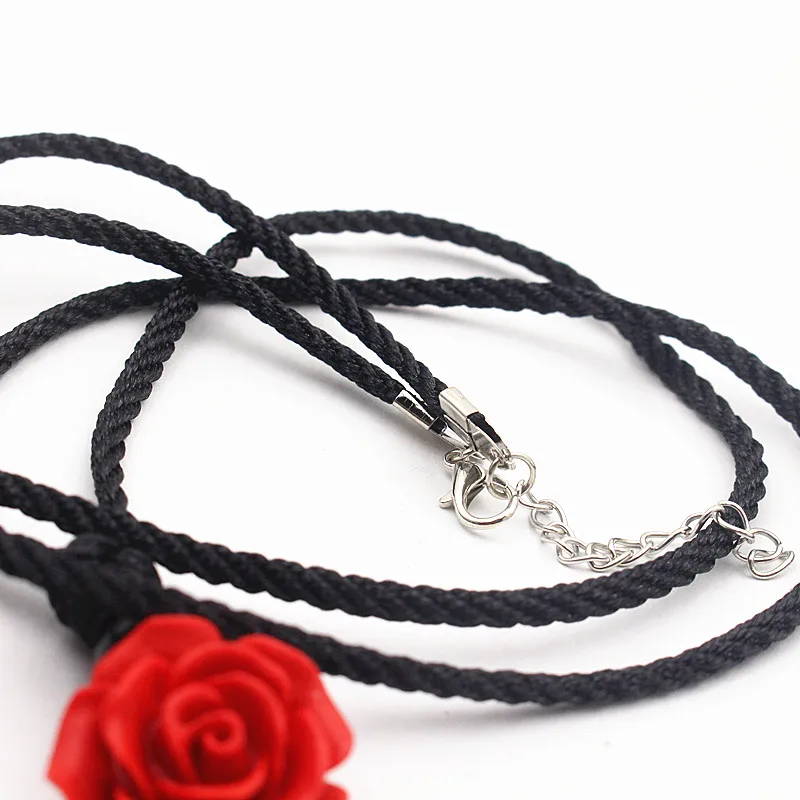 Yanting long maxi ethnic necklace for women red carved lacquerware flower pendant necklace rope chain handmade vintage jewelry (5)