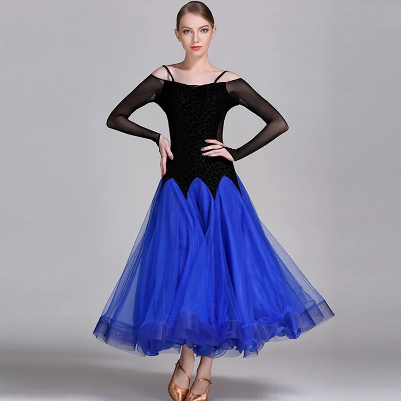 Платья для конкурса бальных танцев танцевальные Бальные платья для вальса стандартные платья для танцев стандартная одежда для бальных танцев Foxtrot - Цвет: Blue