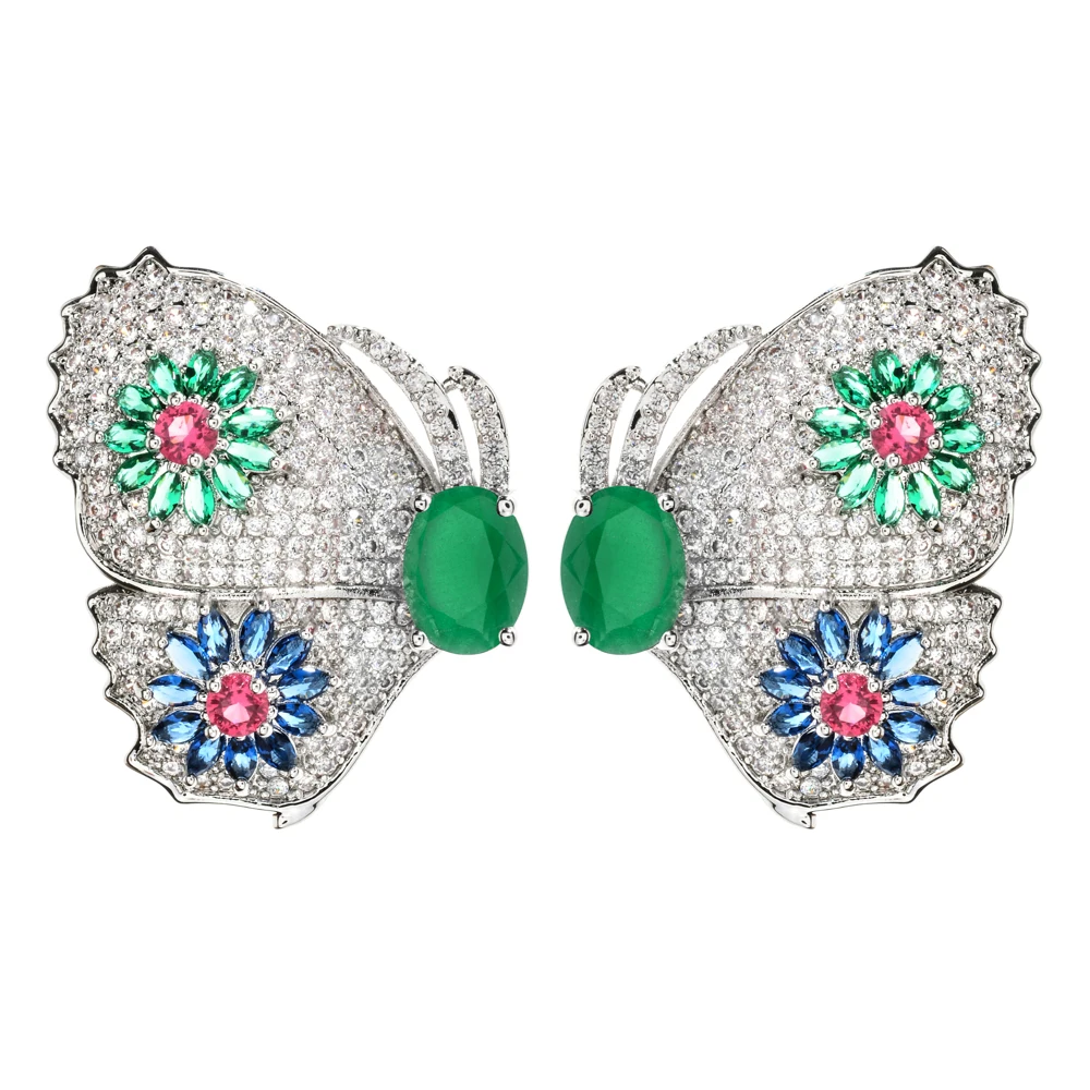 Евро-американский модный цвет бабочка циркон серьги для женщин/девочек Свадебная вечеринка Ювелирные изделия Подарки ER-339