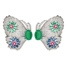 Евро-американский модный цвет бабочка циркон серьги для женщин/девочек Свадебная вечеринка Ювелирные изделия Подарки ER-339