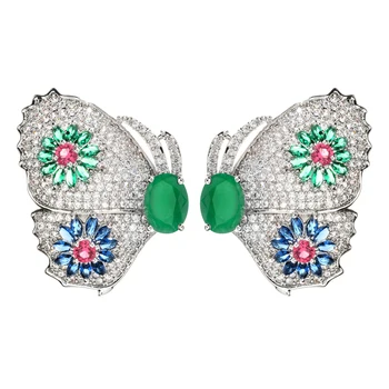 

Euro-American fashionable color butterfly Zircon Earrings for women/girls wedding party jewelry gifts ER-339