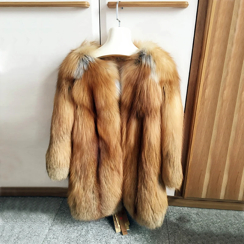 BFFUR Winter Natural Real Fox Fur Coat Luxlury Women Whole Skin Genuine Leather Female Jacket With Hood Silver Fox Fur Coat Coats