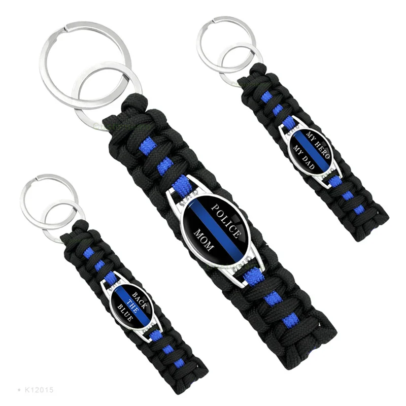 

Policeman Deputy Police Lives Matter Mom Sister Wife Aunt Back the Blue Line Survival Paracord Key Rings Keychains Key Chains