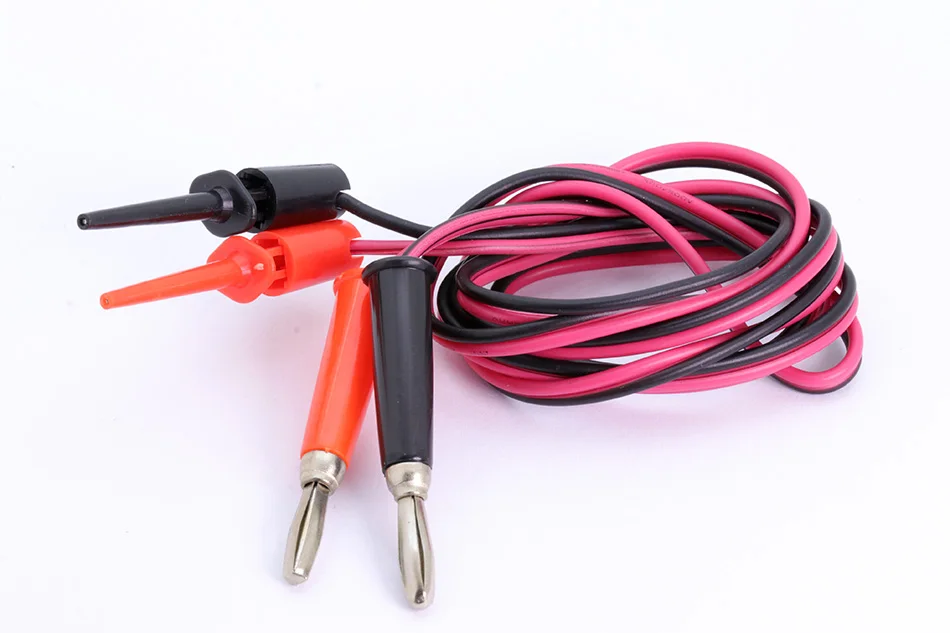 1pc 4mm Banana plug cable to Dual Big Hook Clip Test Probe Cable Leads Alligator clip black&red 1 meter long