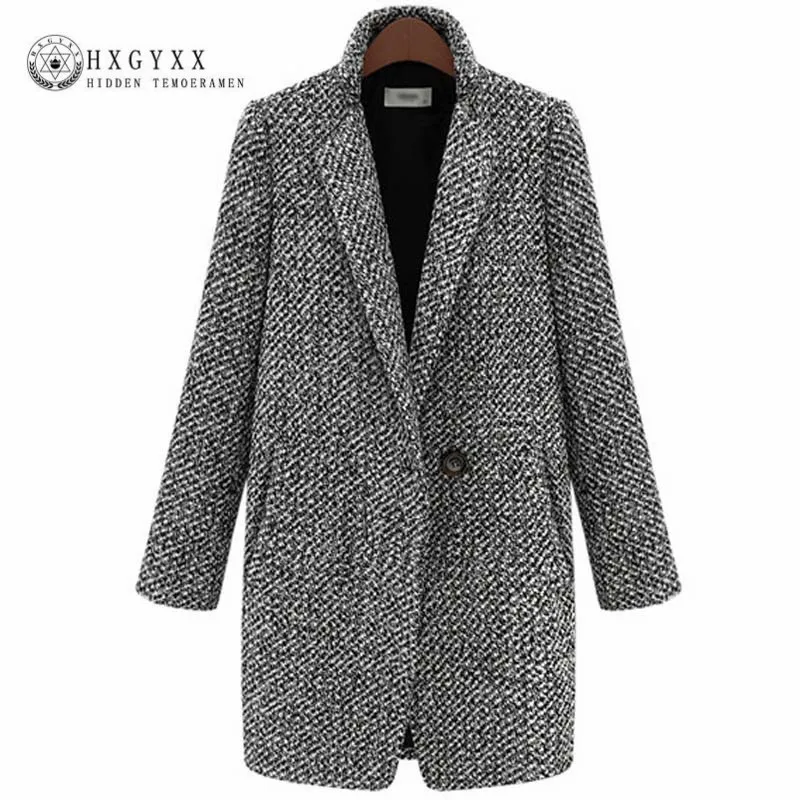 

2019 Autumn New Thick Clothes Long Sleeve Single Breasted Overcoat Casaco Feminino Plaid Fashion Ladies Jacket Basic Gy95