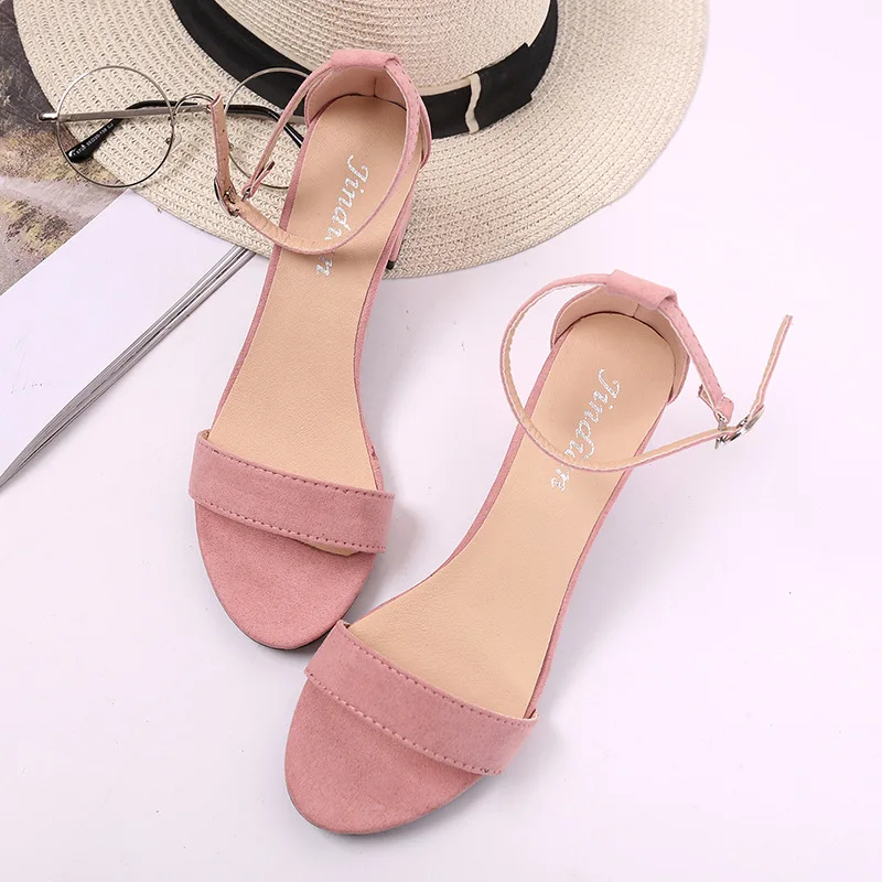 

Summer new thick heel fashion ladies sandals thick heel shallow mouth women's shoes open toe one button female shoes tide