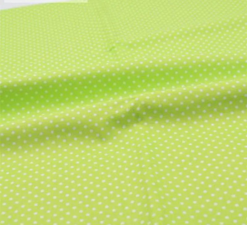 

1 meter Pure Cotton Twill Fabric For Baby's Bedding Garment, Bright Green Bottom With Round Dot Prints 892-13
