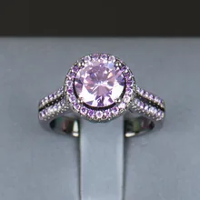 R & J 2016 de Las Mujeres de La Manera Amethyst Púrpura Anillo 5A Joyería de Circón Anillos de Dedo de 10KT Gold Filled Negro Hombre Marca Compromiso de la boda
