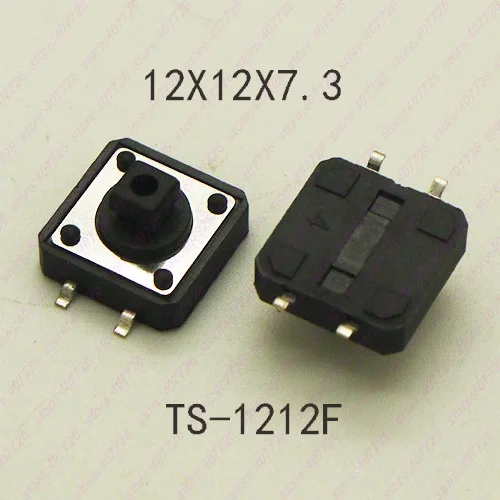 10 шт. 12X12 мм H = 12,3 мм с пластиковой круглой крышкой мгновенные тактильные 4PIN SMT/DIP тактовый переключатель кнопочный переключатель микроклавишная кнопка - Цвет: Only Switch SMT