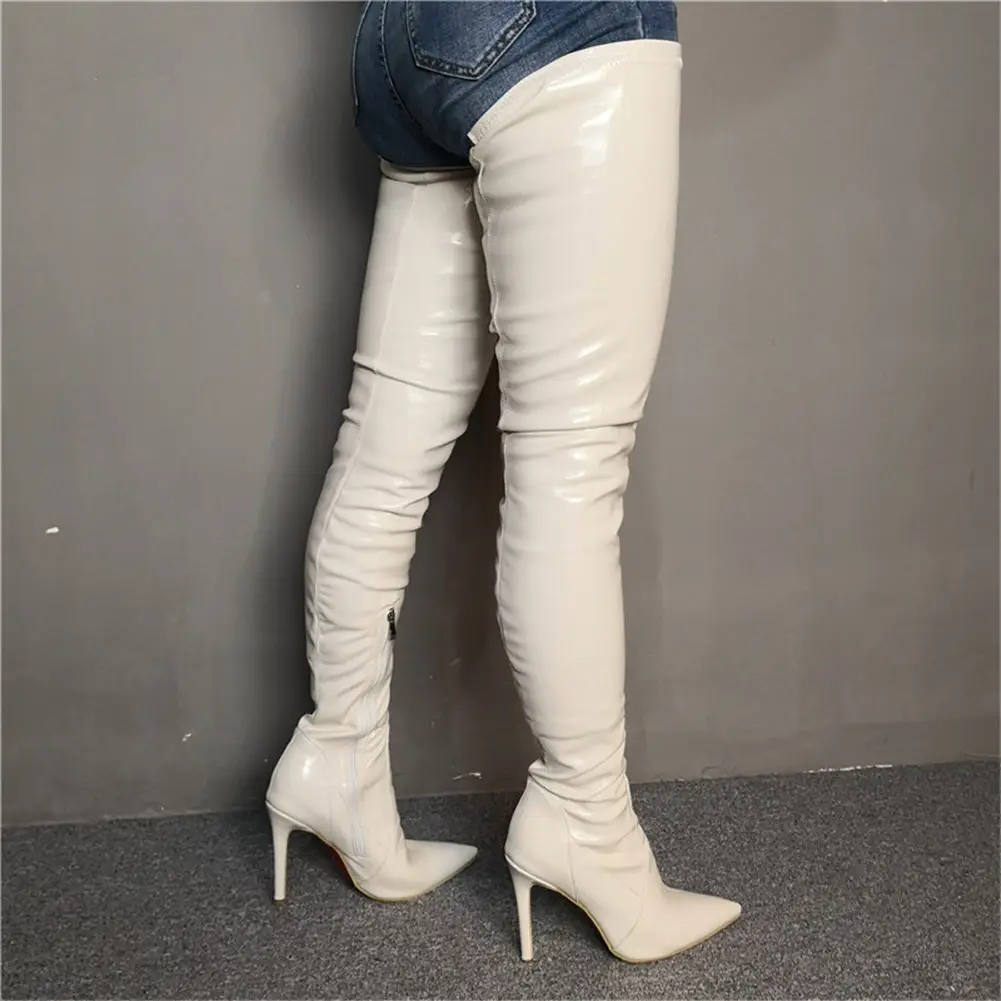 

Brand Design Big Size 34-47 elastic Women Shoes Woman Sexy High Heels Shoes Women Boots thin heeled over the knee boots