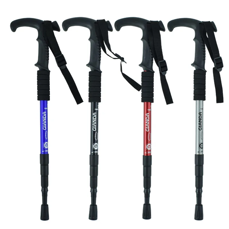 

NECASIL High Quality Aluminum Alloy Walking Stick T-handle Hiking Walking Trekking Ultralight 4-section Adjustable Canes 110cm