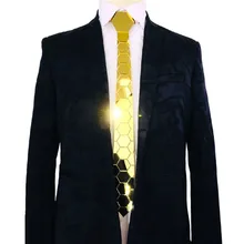 Ручной работы геометрическая форма акрил двойной Соты Форма для мужчин Тонкий Модный золотой и серебряный Свадебный галстук