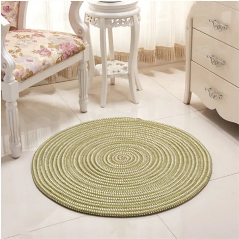 Украшение для дома 60 см тканые круглые ковры компьютерная подушка для гостиной спальни ковер для кабинета татами коврик для дома - Цвет: Green