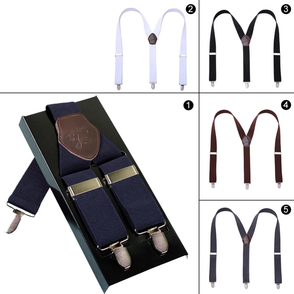 

Fashion Suspenders Black leather 3 Clips Braces Male Vintage Casual Suspenders Trousers Strap Father/Husband's Gift 3.5*110cm
