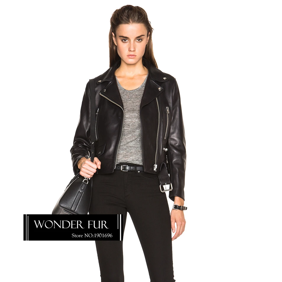 

Funny Genuine Leather Jacket For Lady Import New Zealand Sheep Skin Coat With Belt Wonderful Sheep Leather Jacket Casual Style