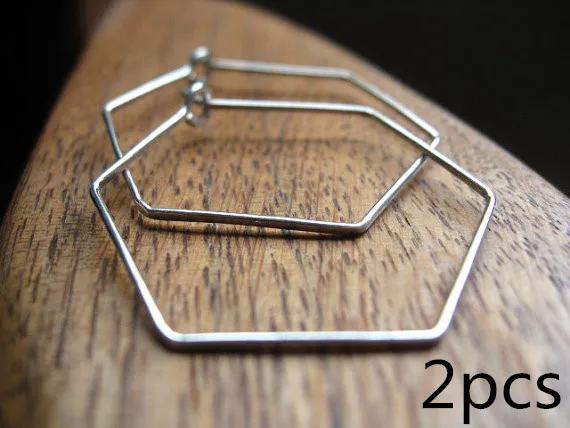 

2pcs Hexagon Hoops Earrings Handmade Sterling Silver/Rose Gold Filling Fashion Simple Geometric Wire Jewelry for women
