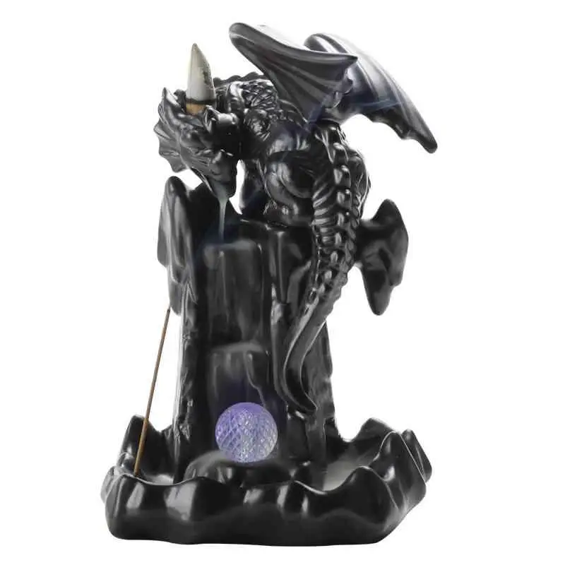 

Pterosaur Ceramic Backflow Incense Burner Smoke Waterfall Dragon Incense Holder Censer With Crystal Ball Creative Home Decor
