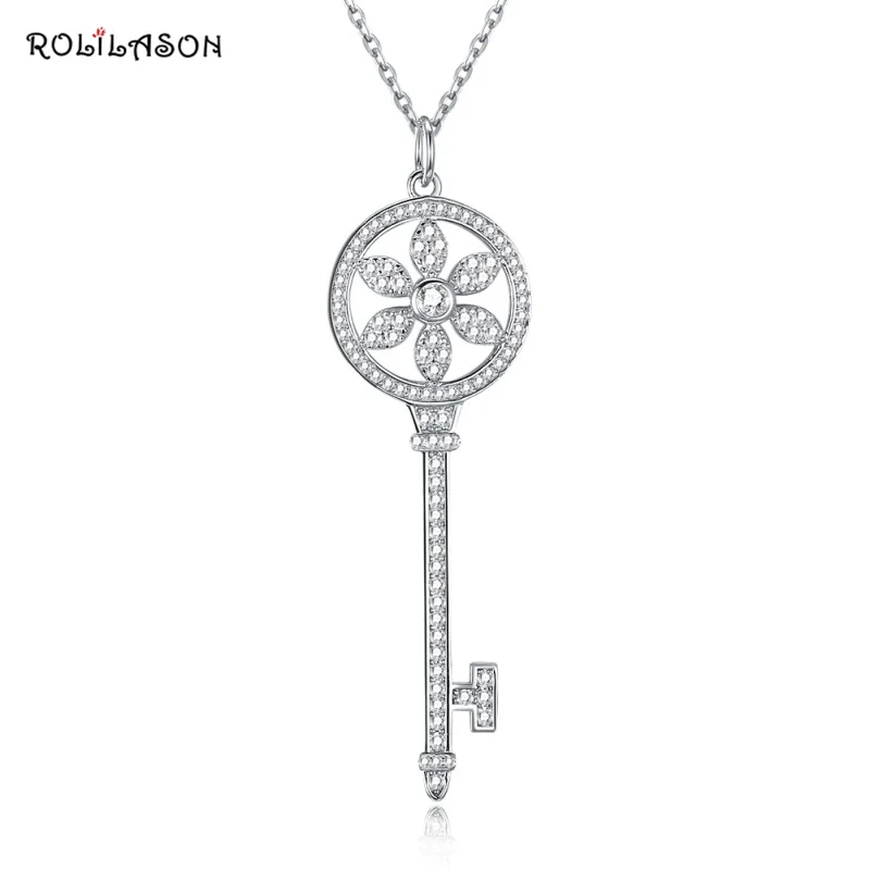 

4.81G Amazing Fashion 100% Vintage 925 Round Key Pendant Chain Necklace for Women SP46