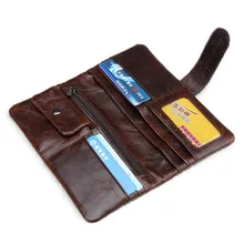 Men Women Genuine Leather Long Wallet Business Card Holder Coin Bag Handbag 2016 New