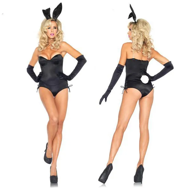 sexy bunny babe costume adult easter bunny role play costume black bodysuit party fancy dress halloween