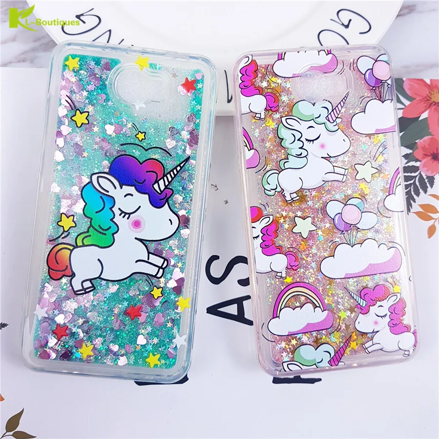 

Unicorn Liquid Case sFor Fundas Huawei Y5II Y5 2 case Huawei Y6 II Compact case For Honor 5A LYO-L21 Liquid Glitter Soft Case