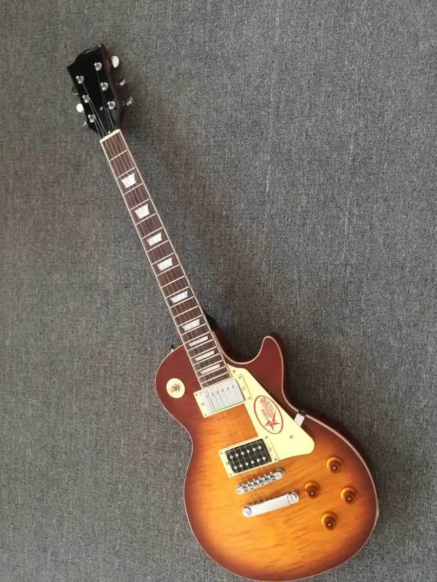 

Wholesale R8 Electric guitar Tiger Flame Top JP 1958 Model LP standard Electric Guitar In Vintage Sunburst 150520