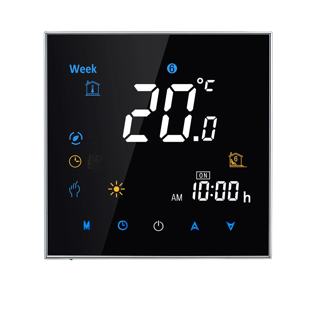

Power-off Protection LCD Touchscreen Programing Thermostat Boiler Heating Temperature Controller NTC Negative Display