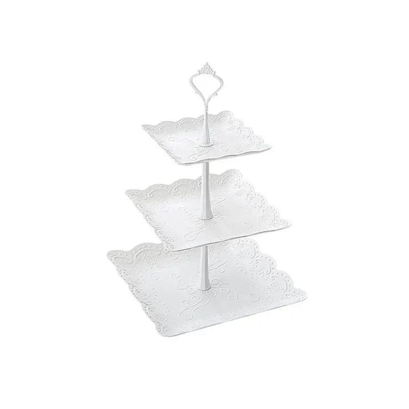 

Three-Tier Cake Display Stand Fruit Plate Afternoon Tea Party Serving Platter Cupcake Dessert Stand for Birthday Wedding Decor