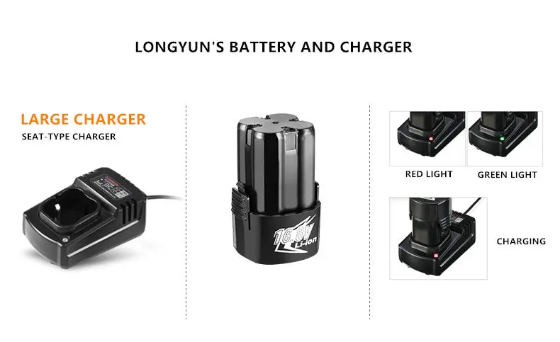 Longyun 16,8 в литий-ионный аккумулятор, аккумуляторная отвертка, электрическая дрель, Электрическая отвертка, ручной драйвер, гаечный ключ, электроинструменты