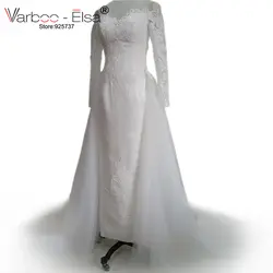 Varboo_elsa Vestidos De Noiva 2018 Кружева Аппликация Съемная юбка торжественное платье Длинные рукава тюль свадебное платье арабских торжественное