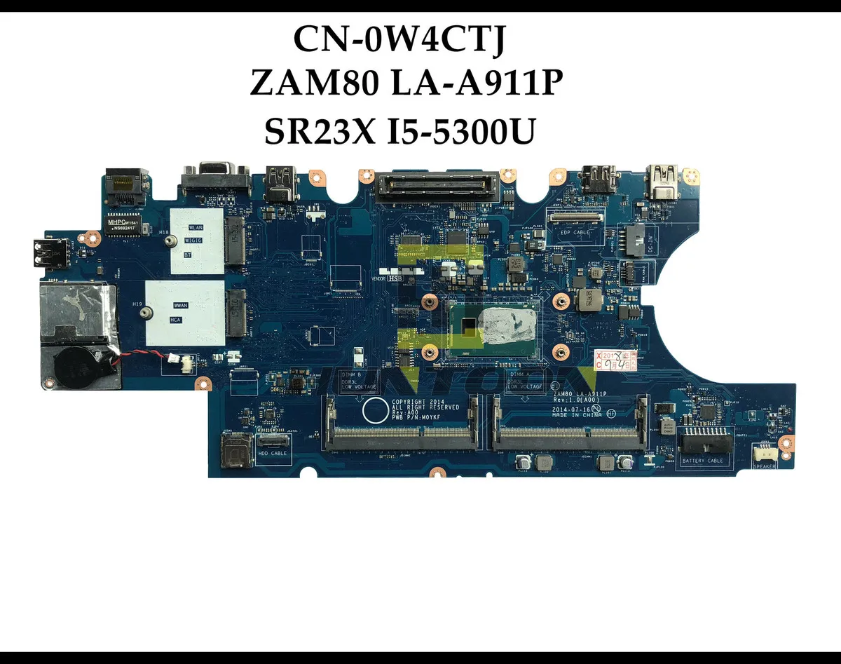Genuine W4ctj For Dell Latitude E5550 Laptop Motherboard Cn 0w4ctj Zam80 La 11p Sr23x I5 5300u Ddr3 100 Fully Tested Motherboards Aliexpress